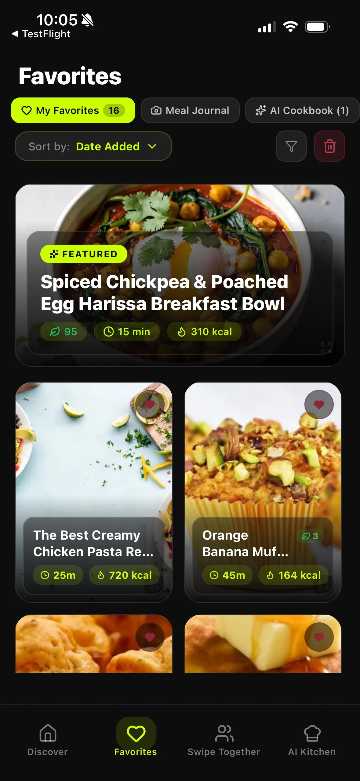Swoodie app — favorites