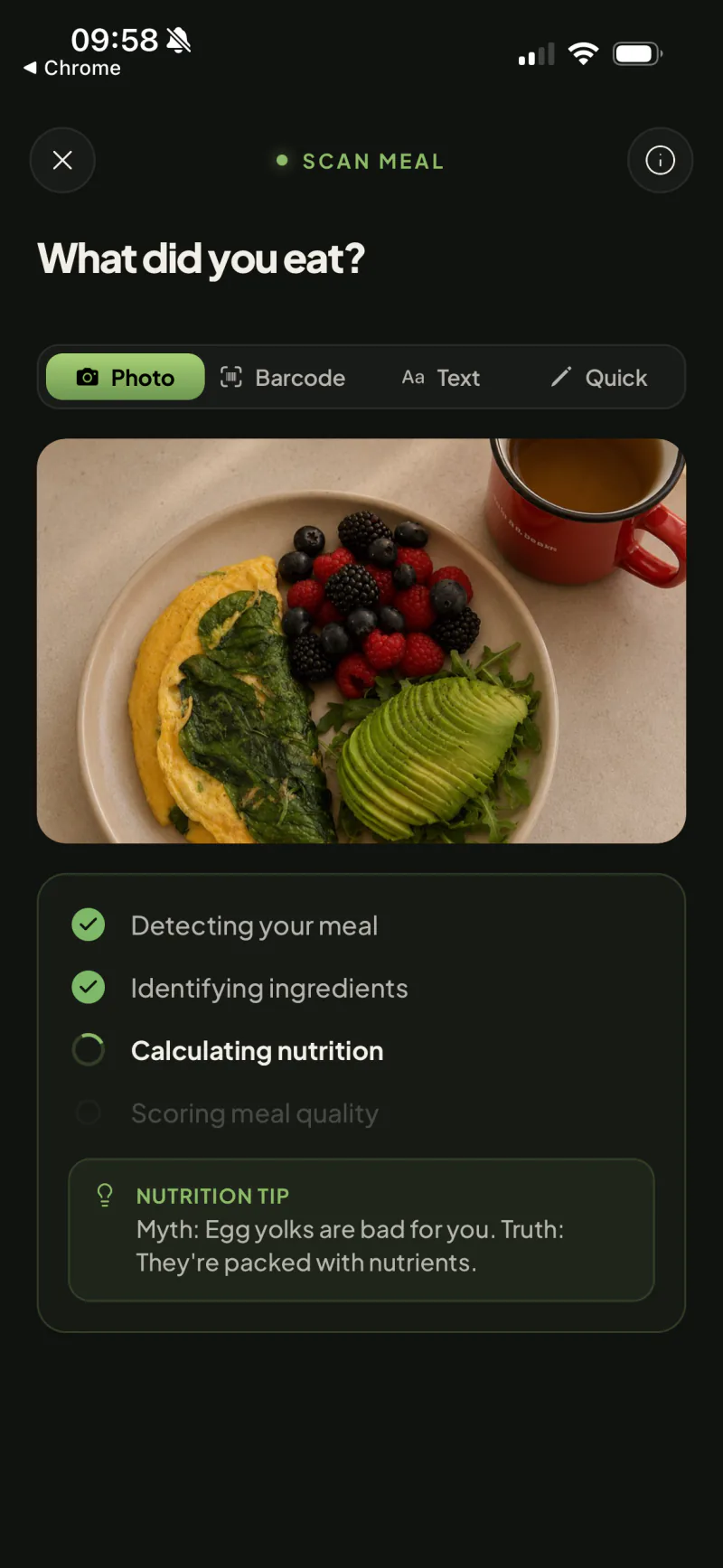 Swoodie app — meal scan capture